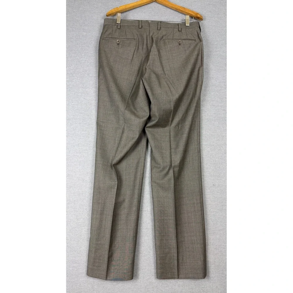 Incotex 1951 Mens Brown Super 100s Wool Sharkskin Dress Pants Italy Size 34
